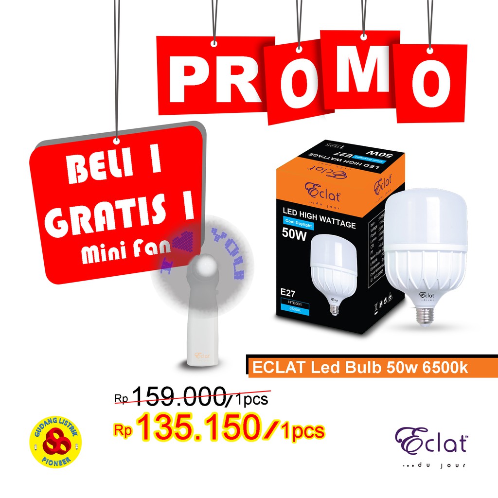 ECLAT Lampu LED Bulb 50W Putih E27 LED Capsule Cool Daylight 6500K