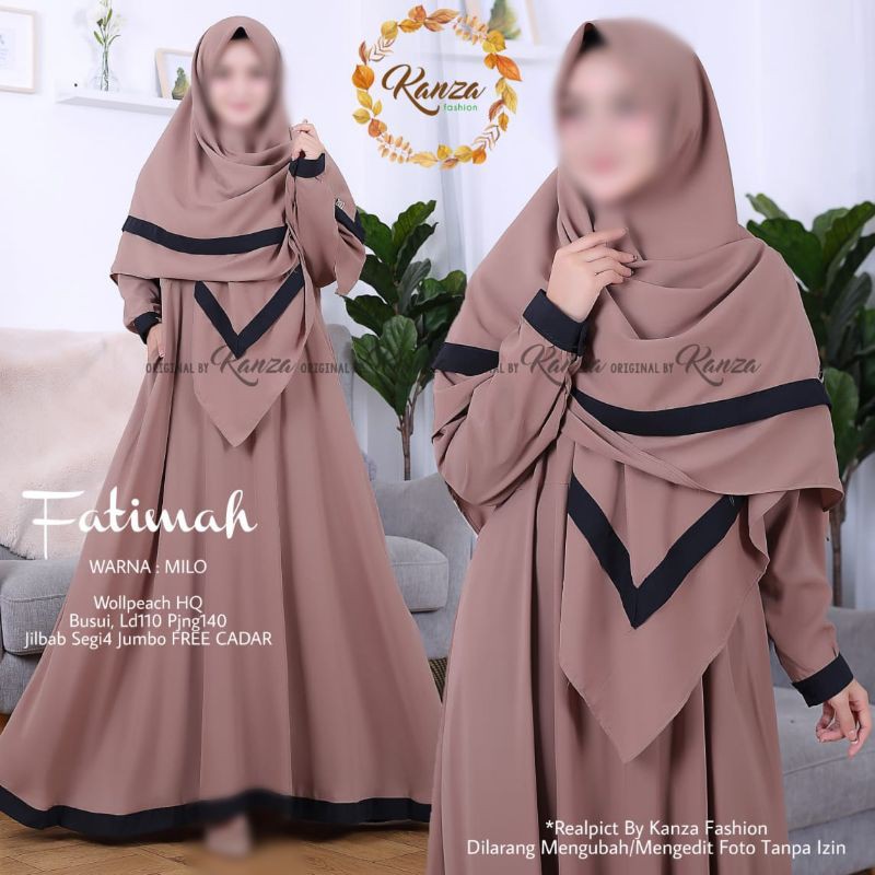 GAMIS SET JILBAB SEGI EMPAT POLOS WOLFIS PREMIUM
