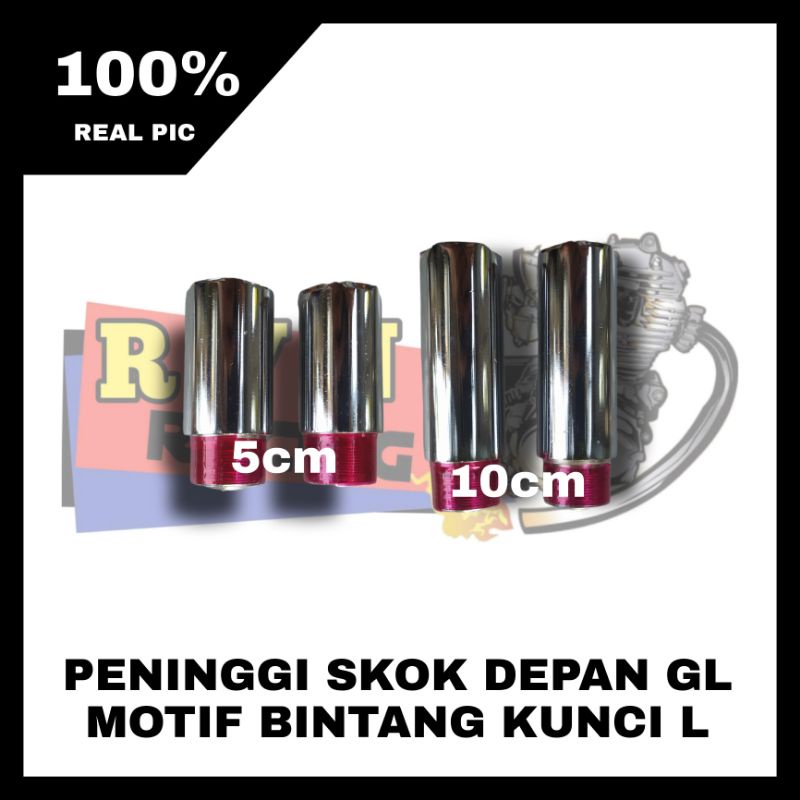PENINGGI SHOCK SKOK DEPAN GL MOTIF BINTANG KUNCI L UK 5CM 10CM