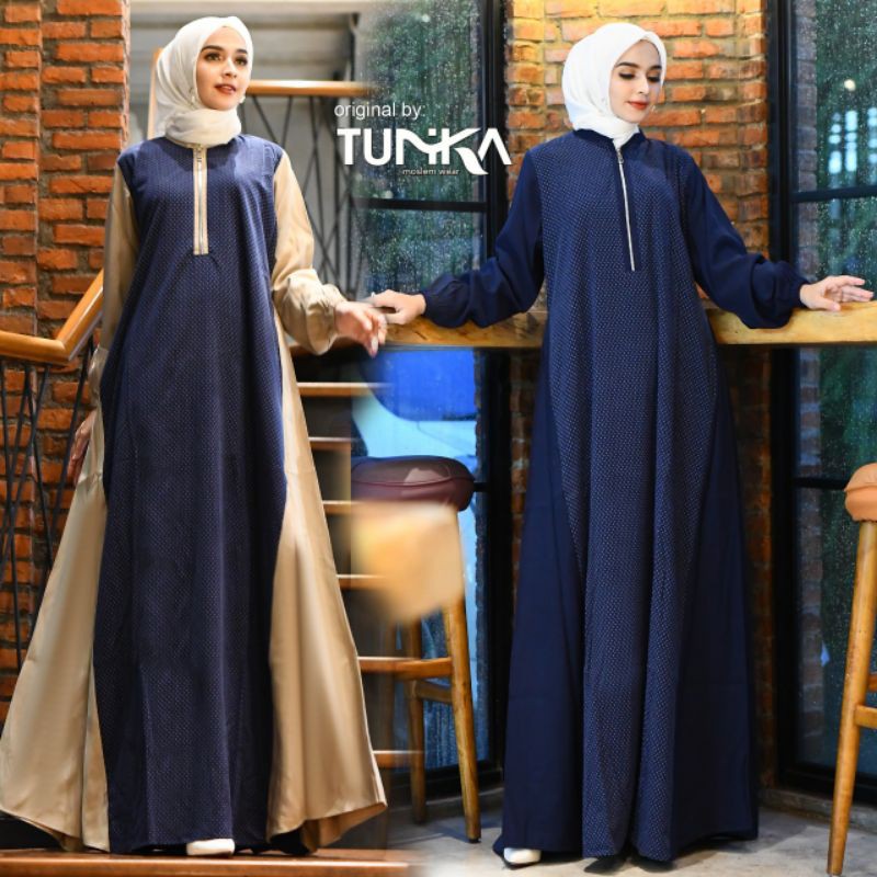 TUNIKA Gamis Kombinasi Polka