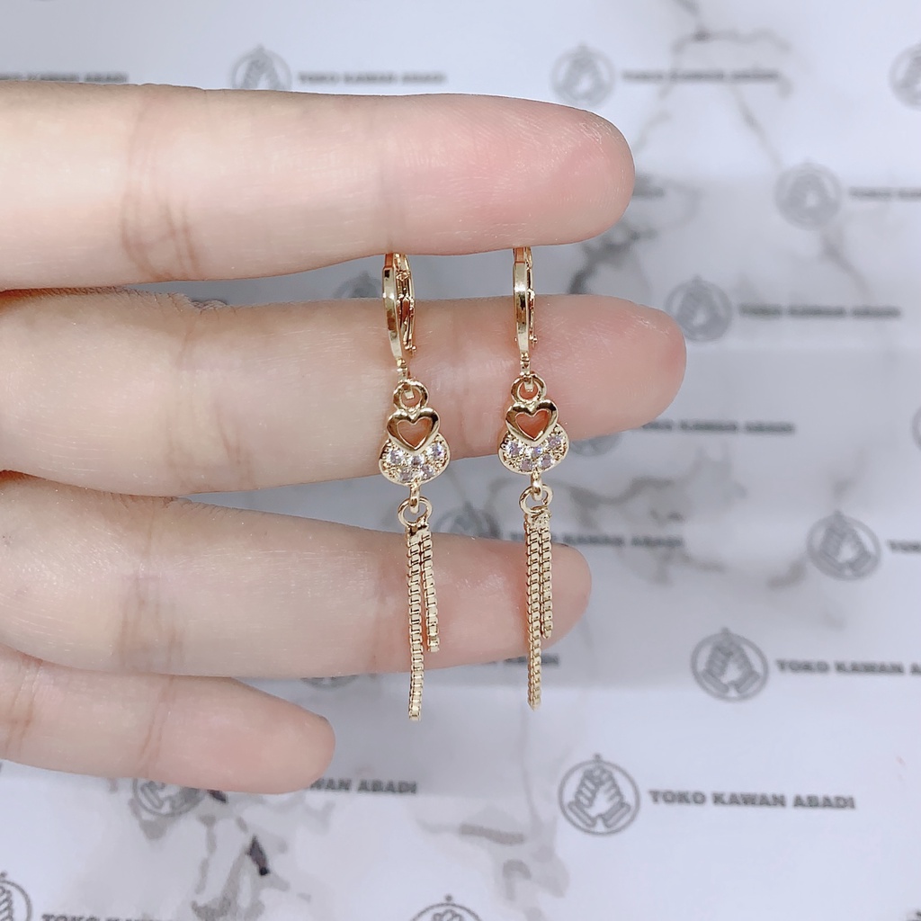 Anting Xuping Gold Perhiasan Fashion Wanita Permata Tiga Baris *03