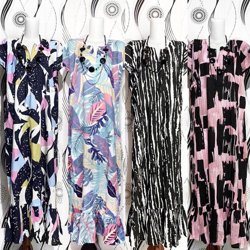 Daster Ruffle Long Busui Rempel Kekinian Panjang Semata Kaki