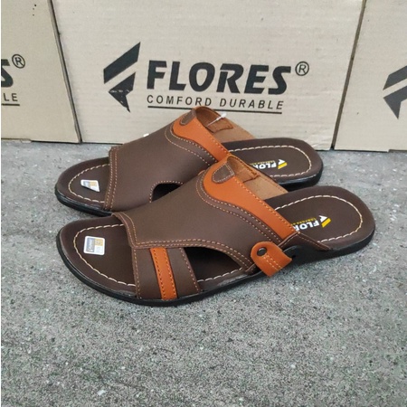 SANDAL PRIA KULIT FLORES ORIGINAL PRIA SANDAL SLOP IMPORT