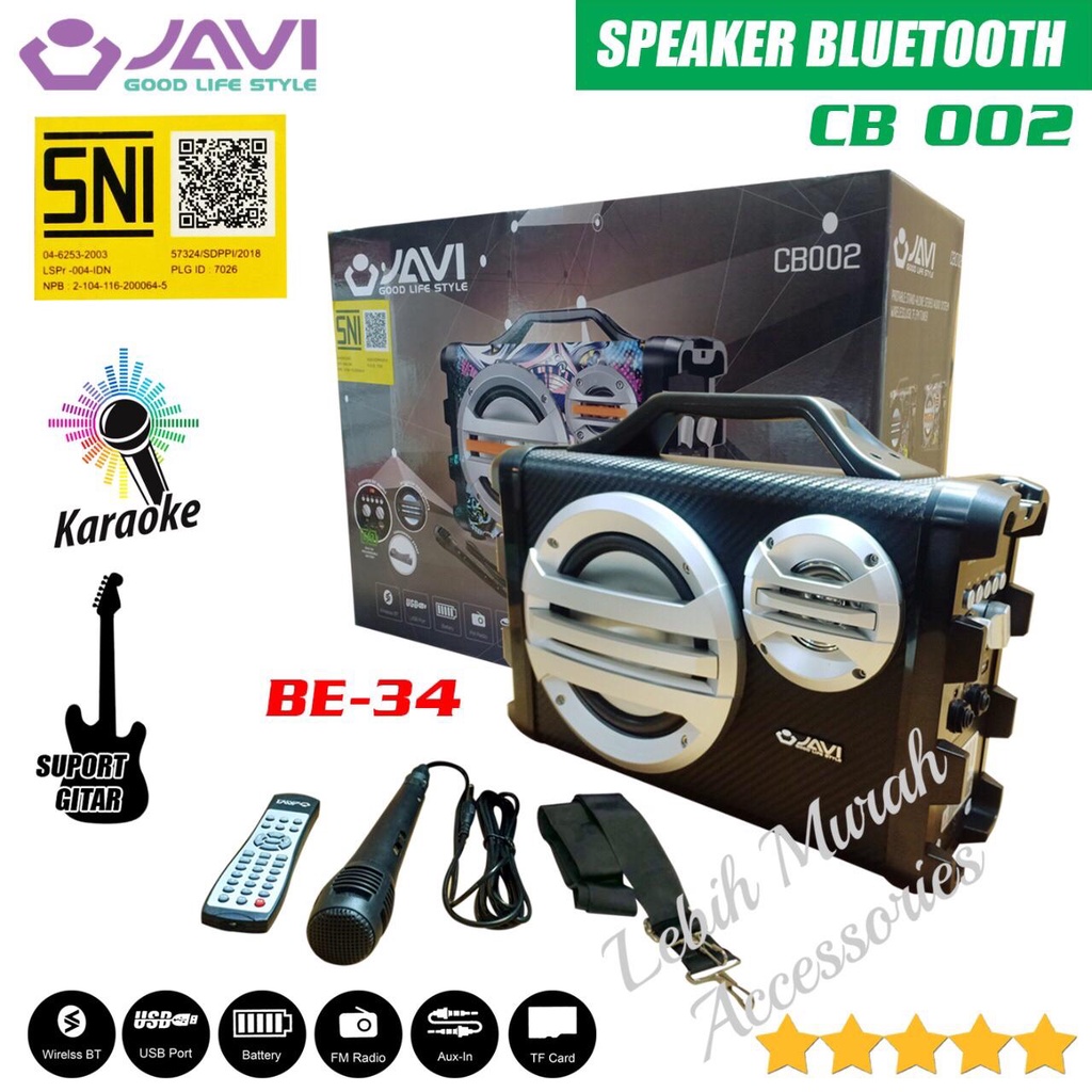 Speaker Bluetooh JAVI CB002 + Mic/Remote Support Input Gitar Speaker Karaoke Speaker Aktif Speaker Gede Speaker Superbass Speaker aktip