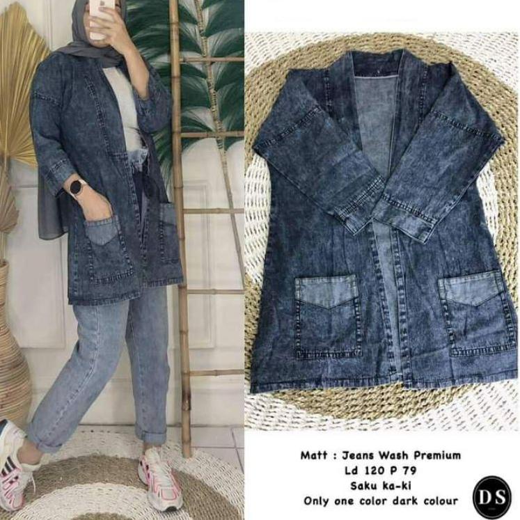 CARDIGAN JEANS WANITA // OUTER JEANS WANITA // KARDIGAN OUTER JEANS JUMBO {CS.02Jl22g}