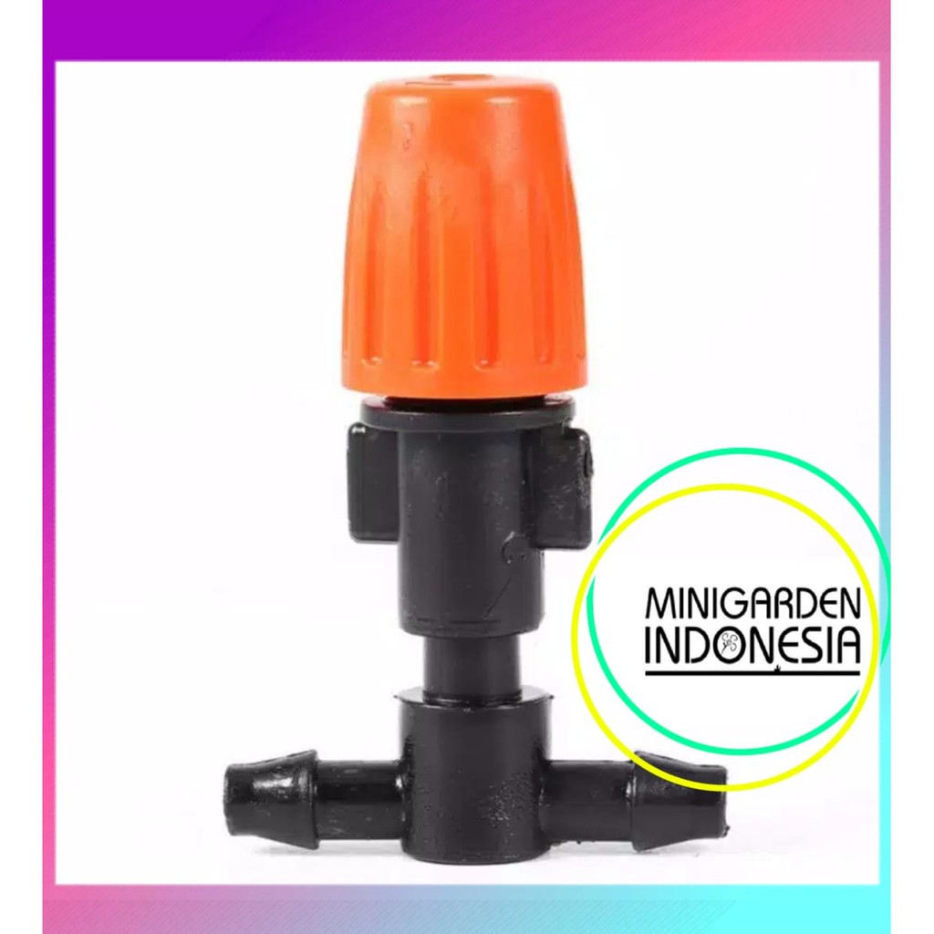 FOGGER SPRAYER KABUT ORANGE  + NEPEL TEE NOZZLE 7MMM fitting 1 way head mist sprinkler siram taman