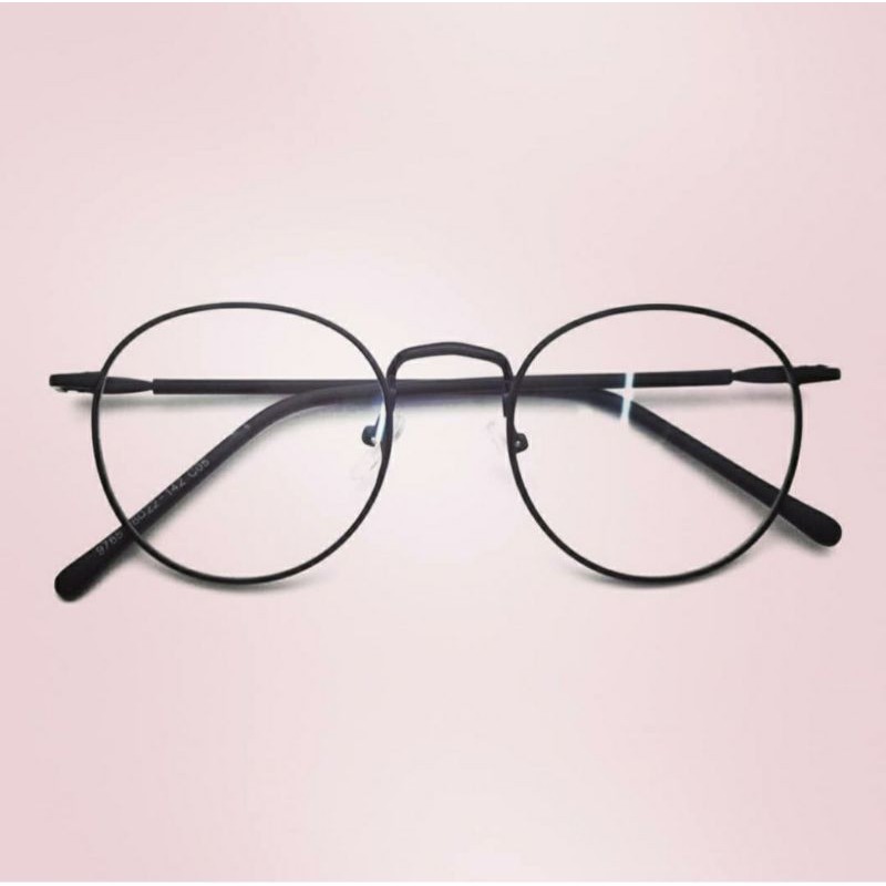 Frame + Lensa Anti Radiasi Kacamata Simple Round Metal 9765