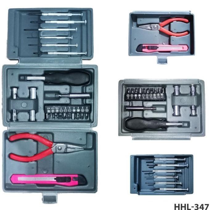 [COD] Tool Kit 24in1 Kombinasi Alat Tukang Set Toolbox Obeng Cut Tang + Obeng Kembang + Datar