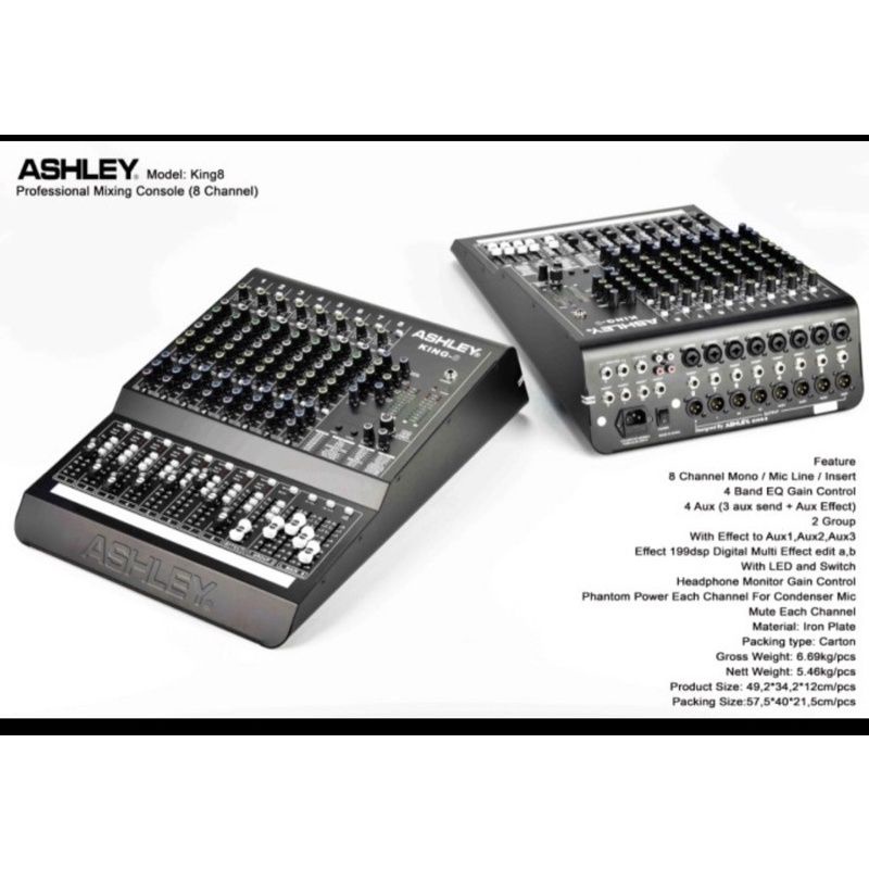 Mixer Ashley King 8 Original 8 Channel Multi Effect 199 Dsp