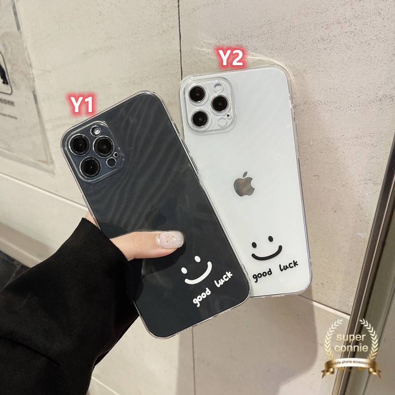 TPU Soft Case Samsung A50 A22 A52 A32 A72 A21s A31 A30s M22 M32 A50s A11 M11 A12 M12 A51 A71 A20s A10s Simple Sniley Good Luck Transparent Back Cover-1
