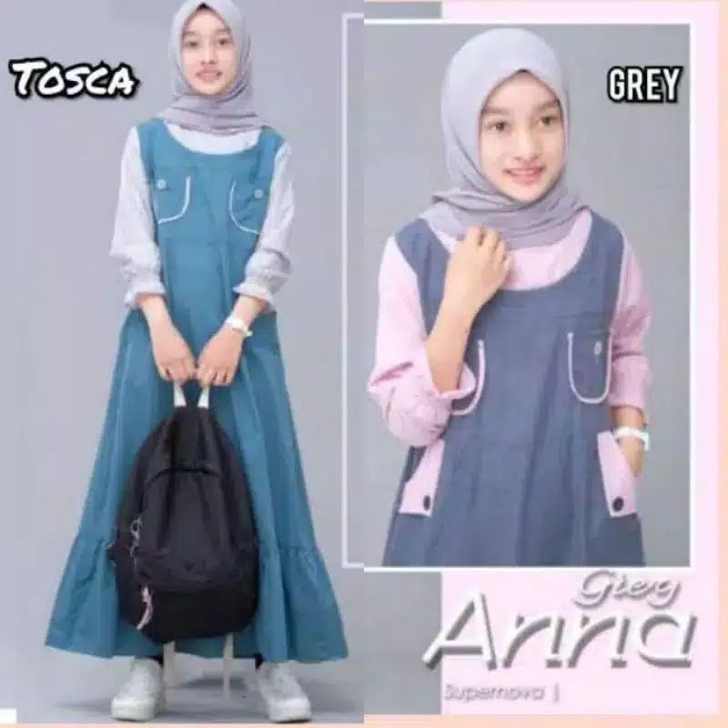 PAKAIAN MUSLIM ANAK PEREMPUAN 10-12 TAHUN/ANNA DRESS/GAMIS MUSLIM ANAK TANGGUNG PEREMPUAN