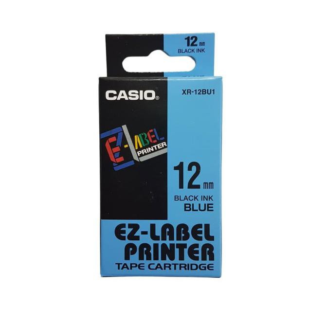 

BARANG BARU EZ LABEL TAPE CASIO 12MM BLACK INK BLUE