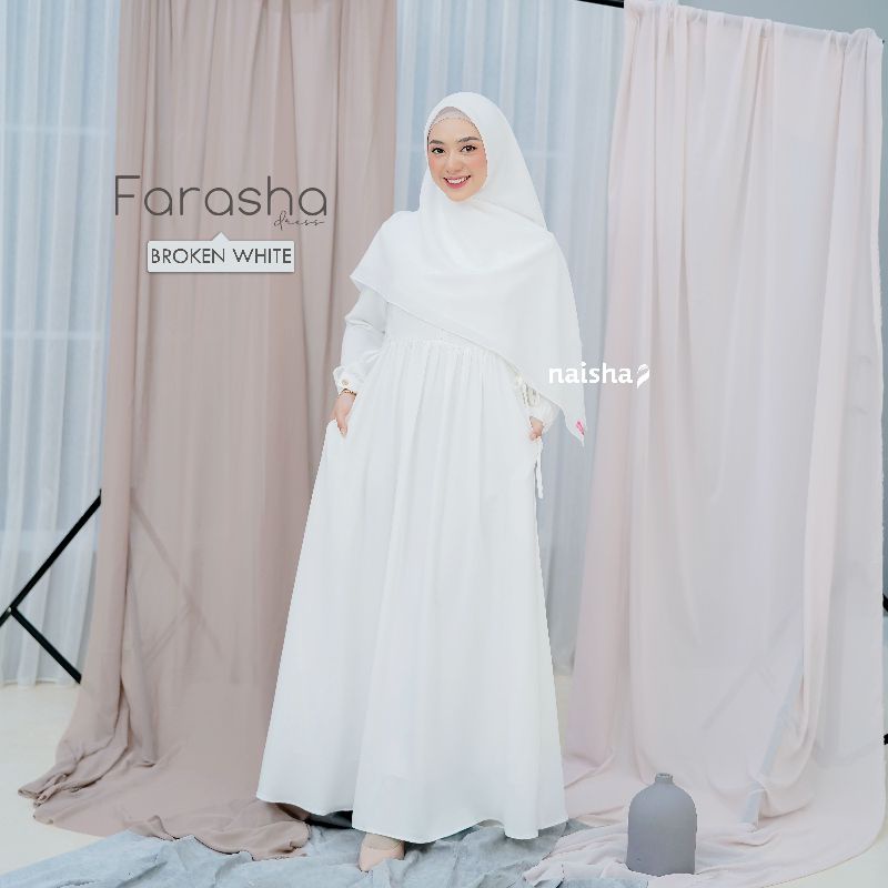 farasha dress broken white naisha official (dengan tambahan furing tidak nerawang) | dress broken wh