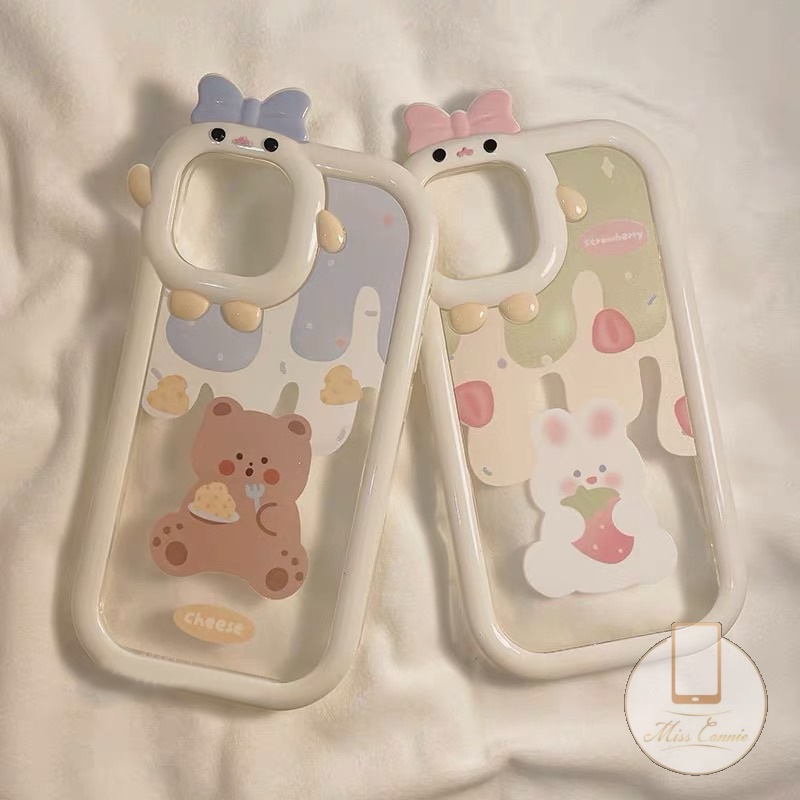 Soft Case TPU Desain Kelinci Beruang 3D Untuk IPhone 6 6S 7 8 Plus 11 13 12 Pro MAX XR 14 Plus Pro MAX X XS MAX SE