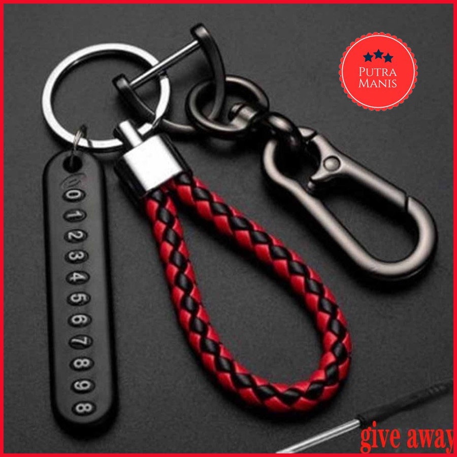 Set Gantungan Kunci Mobil Motor Tag No HP Buckle Tali Car KeyChain  Premium Gatungan kuci key chain 