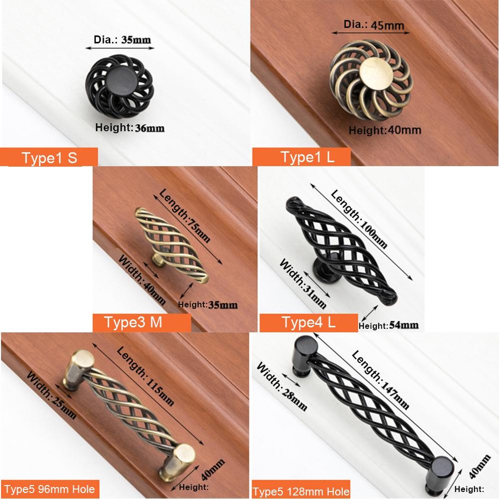 NICKOLAS1 Door Knob Birdcage Bronze Antik Handle Lemari Tarikan Lemari Dengan Sekrup Penarik Kabinet