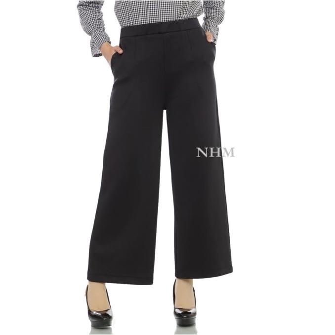 Celana Kulot Scuba HITAM, Kulot Polos Scuba Premium