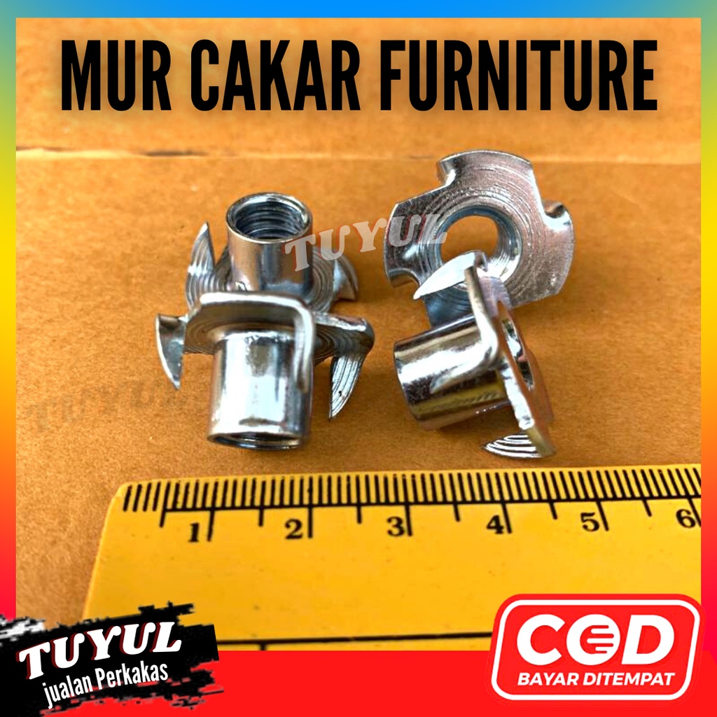 Baut Mur Tee Nut Cakar M10 Tanam Kayu T Nut Furniture