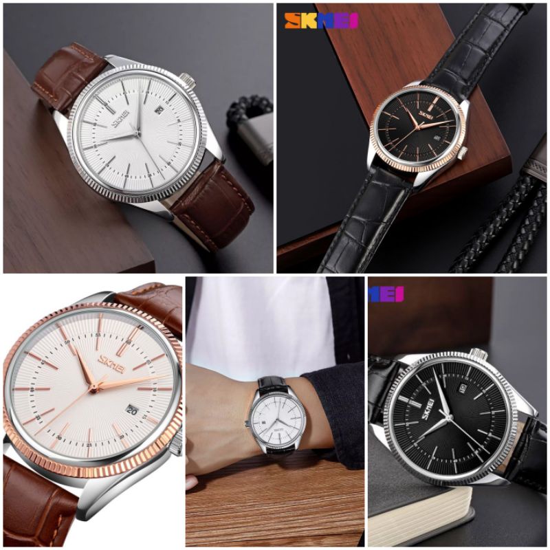 (BISA COD)Jam Tangan Pria SKMEI 9298 ORIGINAL Tali Kulit