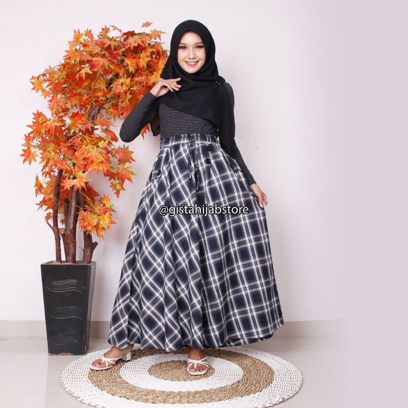 ROK FLANEL IMPORT PANJANG/ROK TARTAN/ROK KOTAK COD ROK TARTAN PLISKET / ROK TARTAN JUMBO KOREAN STYLE / ROK BENTUK A / ROK SEMI WOLL