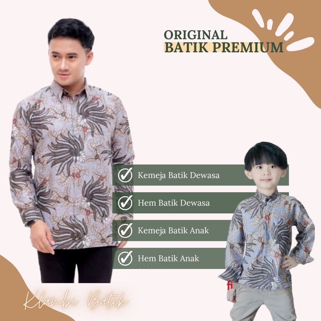 Kemeja Batik Pria Lengan Panjang Couple Batik Ayah Dan Anak Laki-laki Usia 3-13 Tahun Motif Terbaru