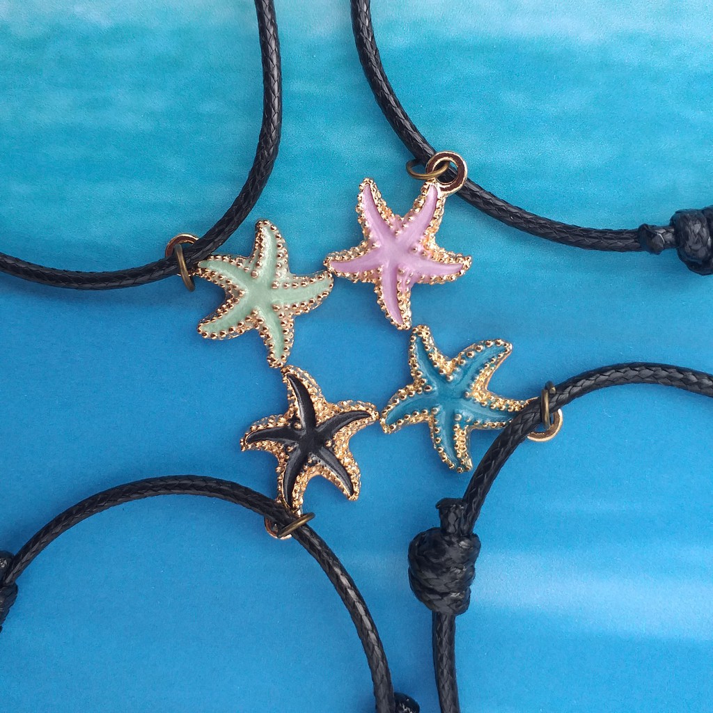 Gelang Tali Lucu Bintang laut Bahan Kulit Korea &amp; Satin accessories Fashion Charm Sea Star vintage