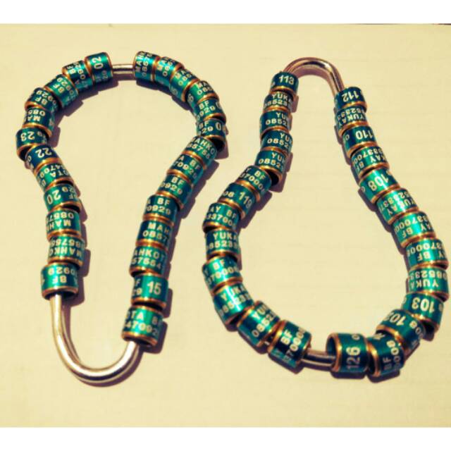 Ring burung perkutut tipe laser MK.bisa pesan nama,no hp,no urut. Harga per 1 set /25biji