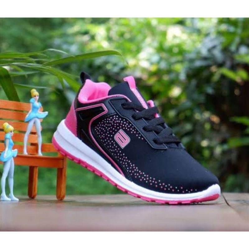 sepatu ANDO TIFFANY ( 37 - 40 ) HITAM/FUSHIA - sepatu sneakers wanita