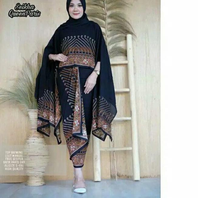 Event11.11[LR 024]|Seikha Set Top Batwing & Rok Lilit Manual (Free Gesper),  Cotton Paris Batik Cap