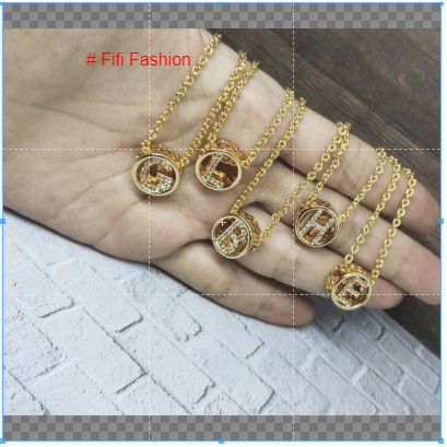 Fifi Fashion Kalung Huruf Abjad Inisial Mutiara Gold Perhiasan Wanita Trend Artis NEW 12#