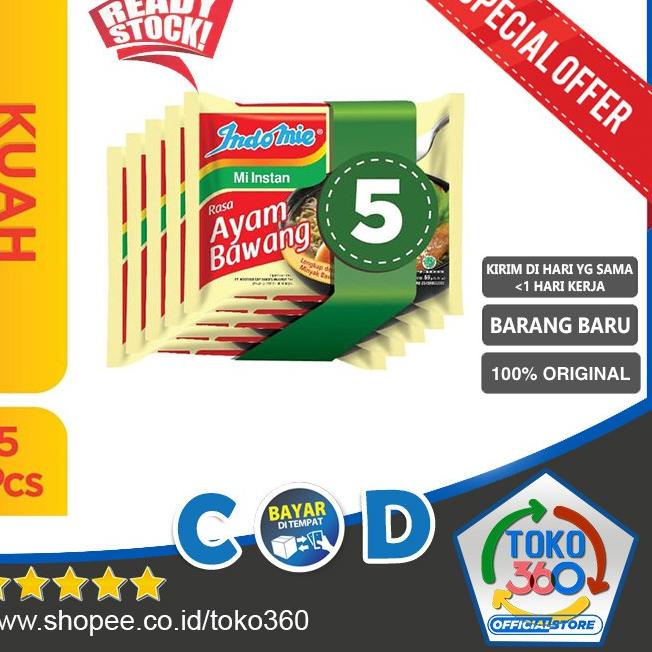 

6.6 STOK READY 【TOKO360】 (5 bungkus) Indomie Kuah Rebus Ayam Bawang 69gr 69 gram Mie Mi Instan Ada Ayam Kaldu Kari - Harga Termurah Grosir - Bayar Di Tempat COD - Toko360 !!