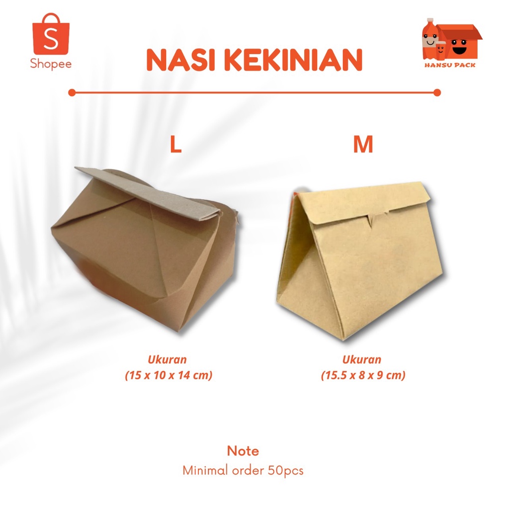 Box Nasi Bungkus Kekinian per 50pcs / food ricebox / model ilegal / bungkus kekinian