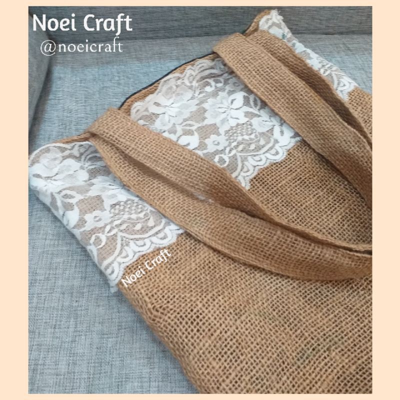 TOTEBAG GONI RESLETING NOEI CRAFT | TAS GONI RAMAH LINGKUNGAN | TOTEBAG 35×28CM |TAS CANTIK KEKINIAN