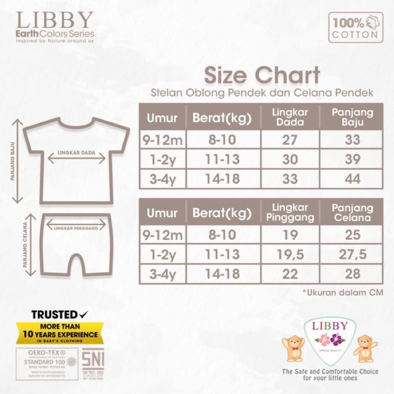 Castle - Libby Earth Series Stelan Baju Oblong Pendek - Celana Pendek / Baju Bayi &amp; Anak