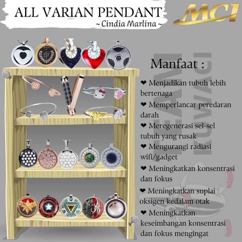 (READY STOCK) KALUNG PENDANT MARVELL SERIESS MCI KALUNG KESEHATAN MCI ANTI RADIASI BATU GERMANIUM LS