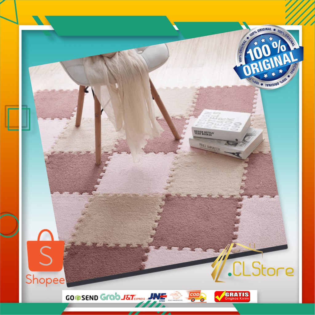 Karpet Bulu Puzzle Alas Lantai Matras Dekorasi Kamar Interior Rumah Ukuran 30x30 cm Halus Lembut