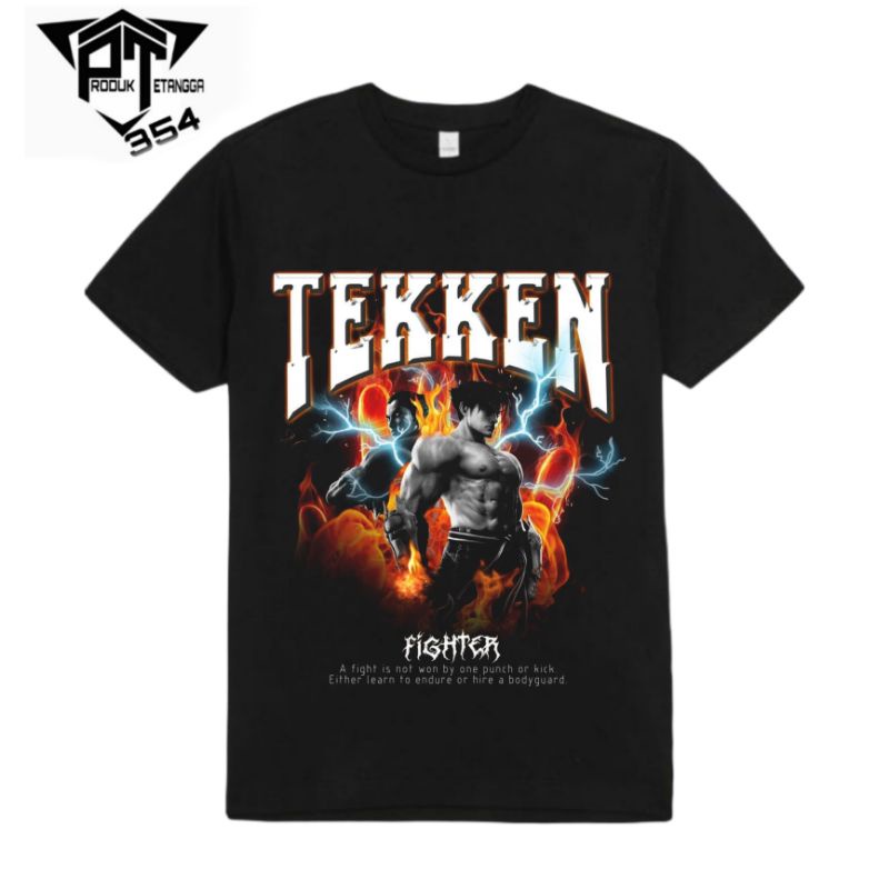 KAOS BAJU TEKKEN fighter - TSHIRT OVERSIZE KARTUN PETARUNG VINTAGE - HITAM PRIA WANITA DEWASA 24s