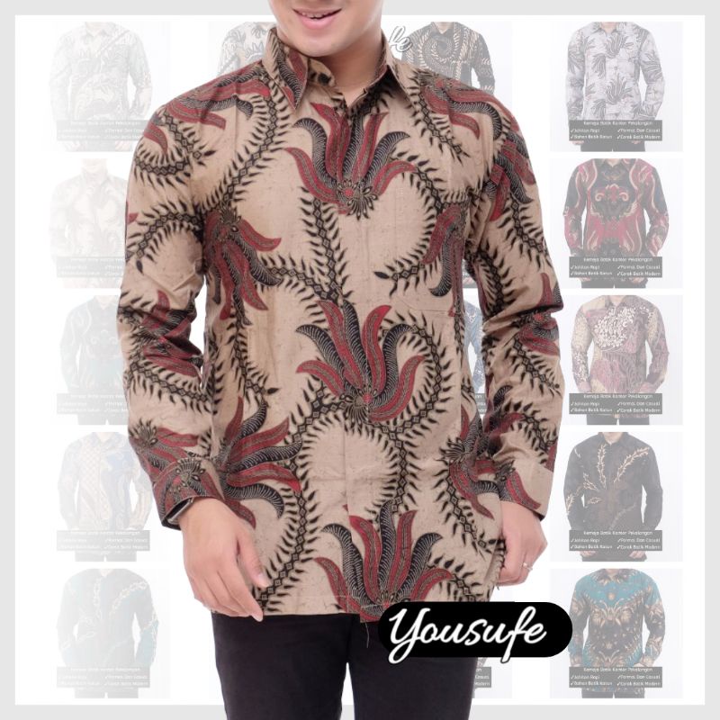 Kemeja Batik Pria Lengan Panjang Seragam Kantor Kerja Regular Fit Slimfit Premium Adem Nyaman Murah Katun Halus COD Shopee Murah