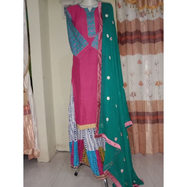 dress baju india preloved set kurti rok lengkap like new