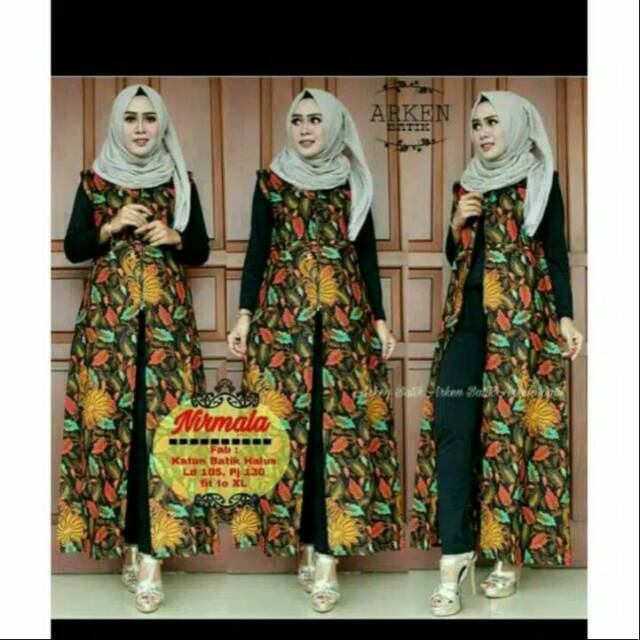Jual Murah Nirmala Outerwear Long Vest Rompi Ootd Fashion Muslim Ethnic Vintage Motif Sogan Classic Batik Bunga 8bZ9bLTxwZzDb