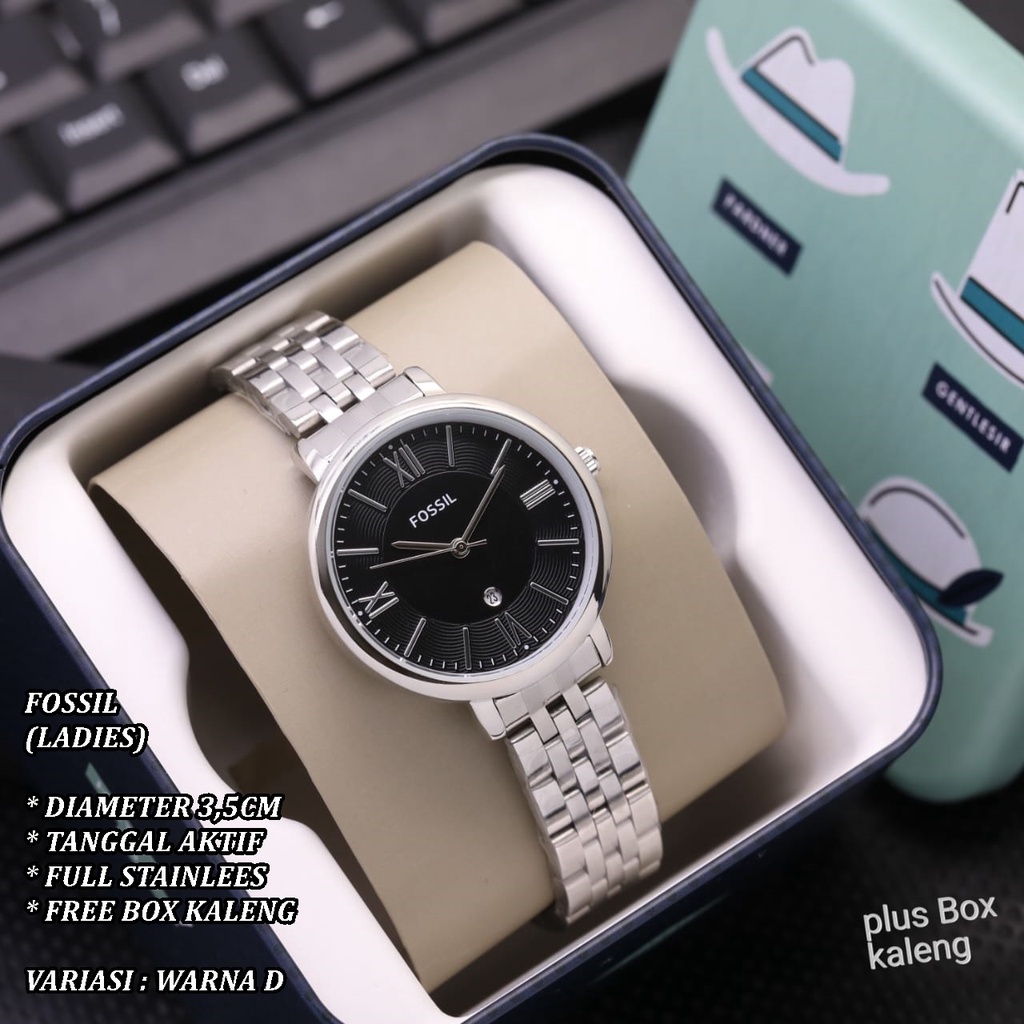 (FREE BOX) JAM TANGAN WANITA FASHION RANTAI BODY BULAT TANGGAL AKTIF