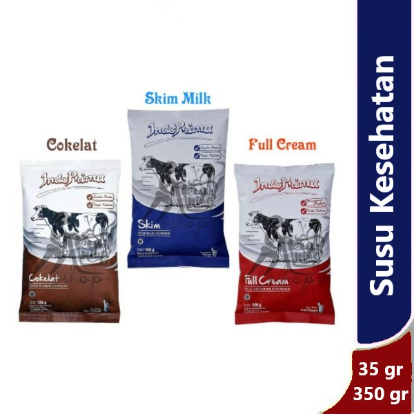 

Susu Indoprima Skim, Full Cream & Cokelat 35 & 350 gram - susu kesehatan