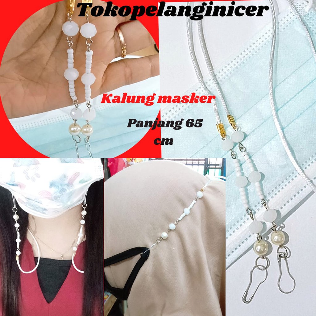 Kalung Masker hijab strap Mask Korea Kalung Masker motif Kristal &amp; Mutiara  Kalung Strap Mask