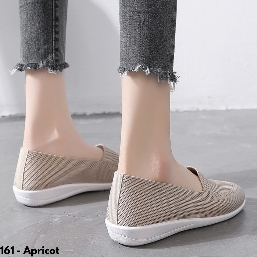 SEPATU SNEAKERS TANPA TALI WANITA IMPORT UNIK NYAMAN PRAKTIS COMFY RUBBER SOLE SPORT 161