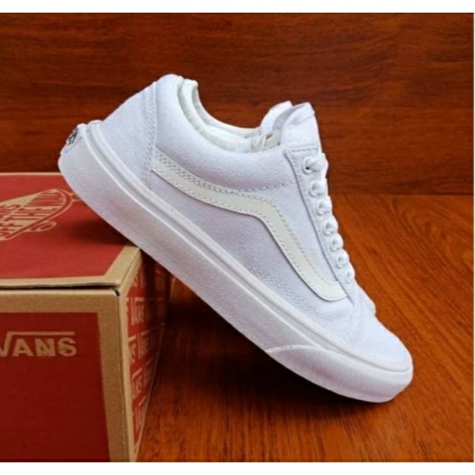 SEPATU VANS OTENTIK PUTIH POLOS SEPATU PRIA DAN SEPATU WANITA kanvas 120z poxing 30  SIZE 36-43