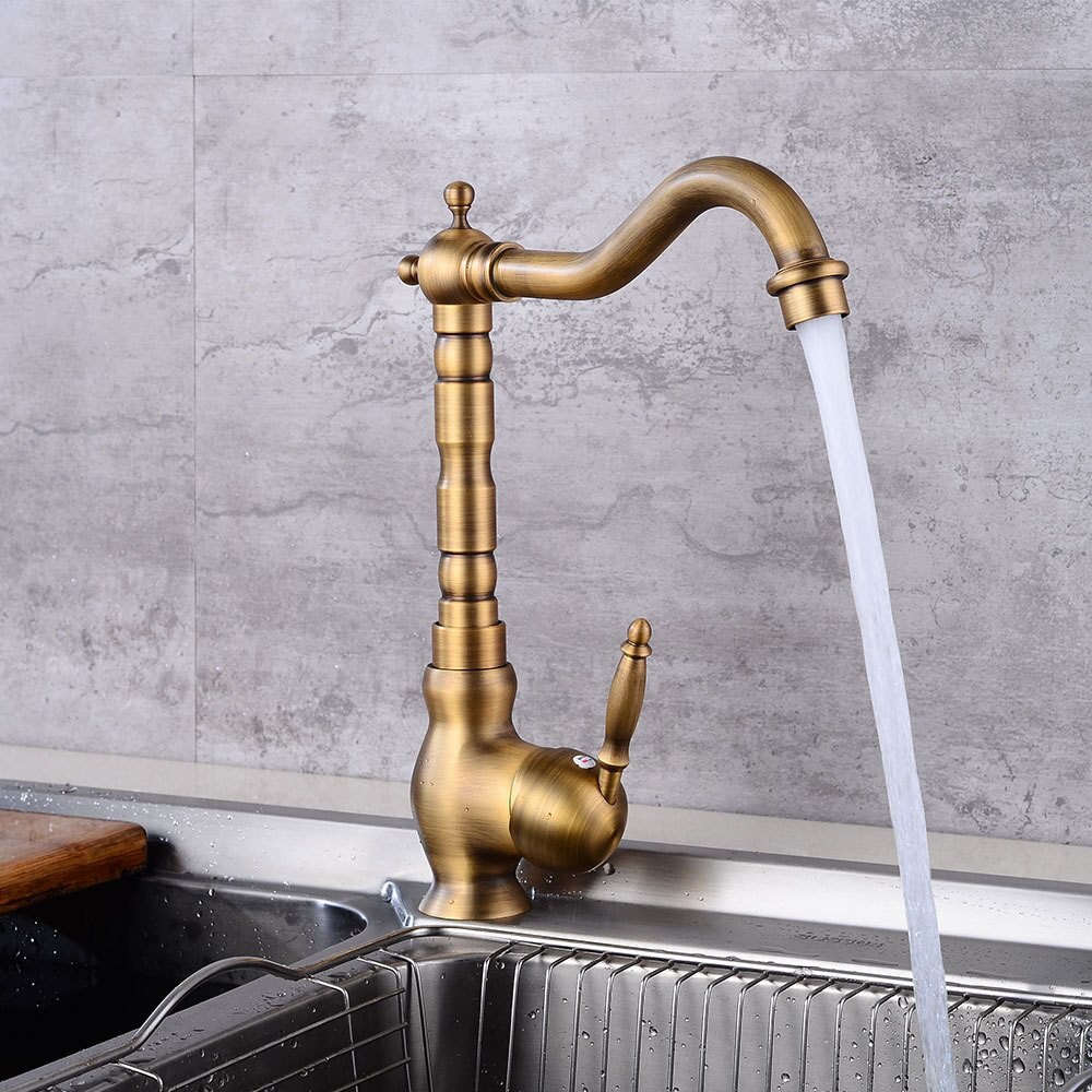 Senlesen Antique Brass Kitchen Faucet Basin Faucet 360 Swivel Bathroom Brass Basin Sink Mixer Tap Shopee Indonesia