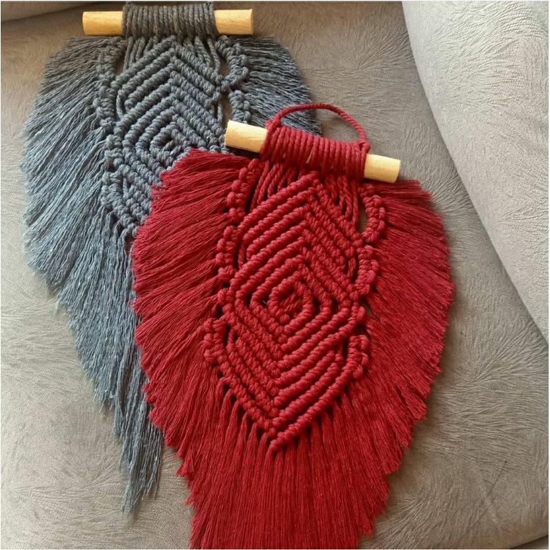 Macrame Jio Leaf 1 warna  - Macrame Wall Hanging Dekorasi dinding Ambalan Rainbow Makrame Hiasan Din