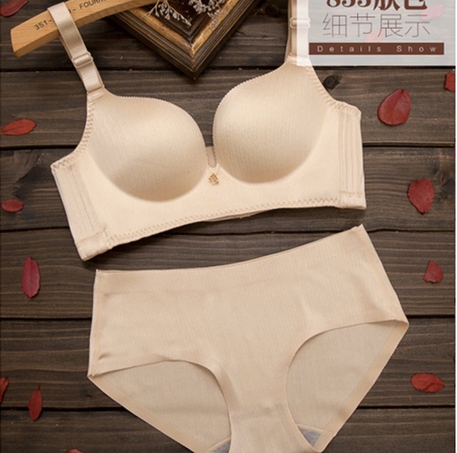 Bra Set Seamless / bra + CD / tanpa kawat / busa tebal / kode 0012