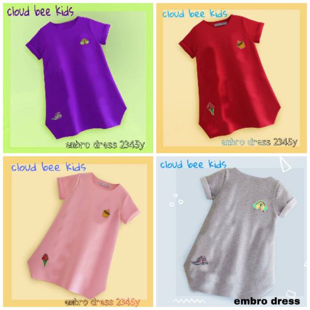 Embro dress anak  cloud  bee  kids usia 2 8th kaos anak  