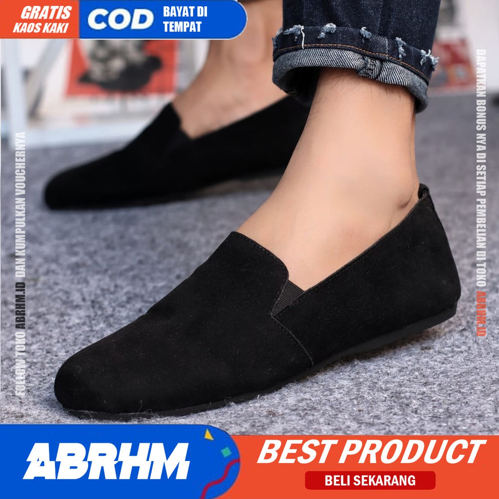 CORD Sepatu Slip On Pria Kulit Syntetic Sepatu Pria Casual Anti Slip Cowok Pantofel